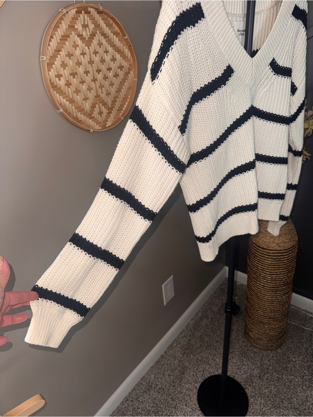 Abercrombie & Fitch chunky knit sweater y2k inspired preppy striped - Picture 2 of 9